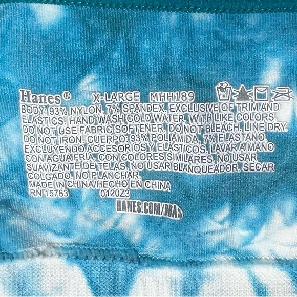 Hanes Girls' Seamless Ruched Crop Bra Size XL Teal Blue Tie Dye - Picture 7 of 7
